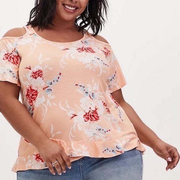torrid Tops - TORRID Super soft floral cold shoulder top